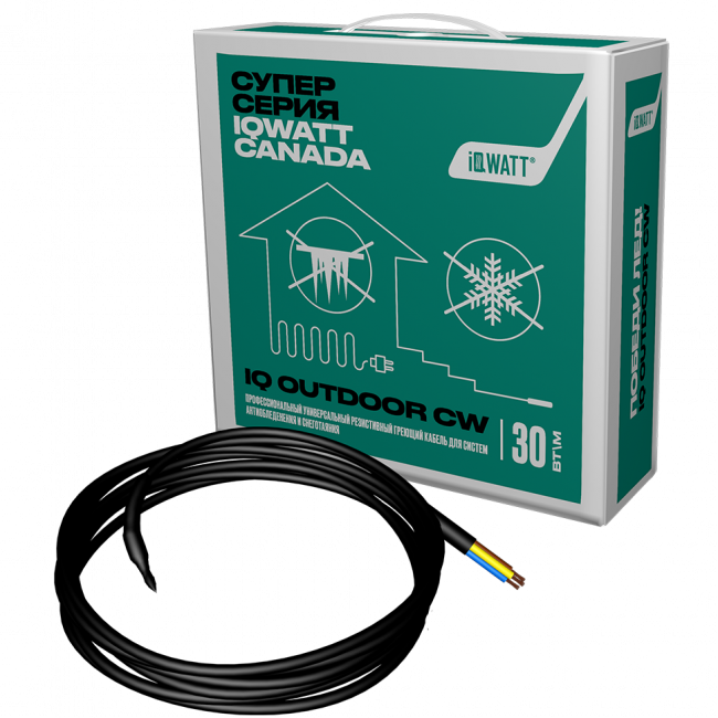 Греющий кабель для систем антиобледенения и снеготаяния IQ OUTDOOR CW 10м